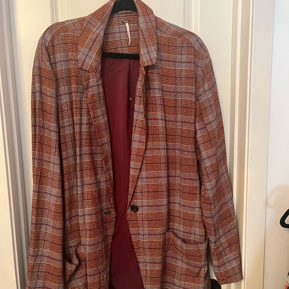 Free People Plaid Blazer